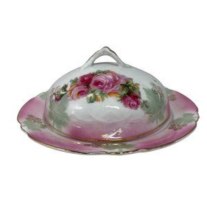 Serving Bowl and Cover Floral Design Antique Leuchtenburg Germany Lusterware 8"